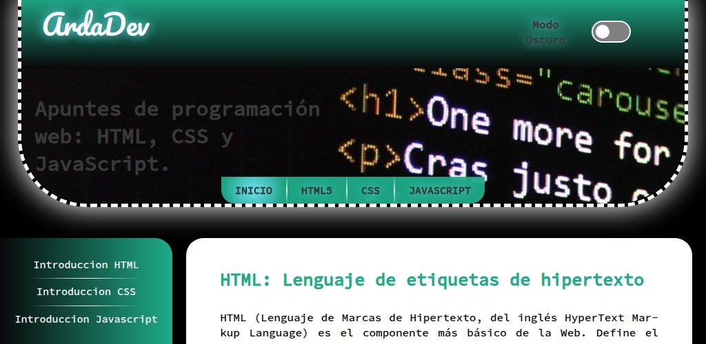 Banner del proyecto Notas Web